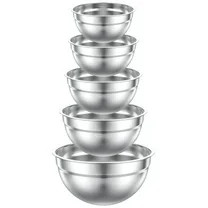 TINANA Mixing Bowls Set, 5 PCS Stainless Steel Mixing Bowls, Metal Nesting Storage Bowls for Kitc... | Walmart (US)