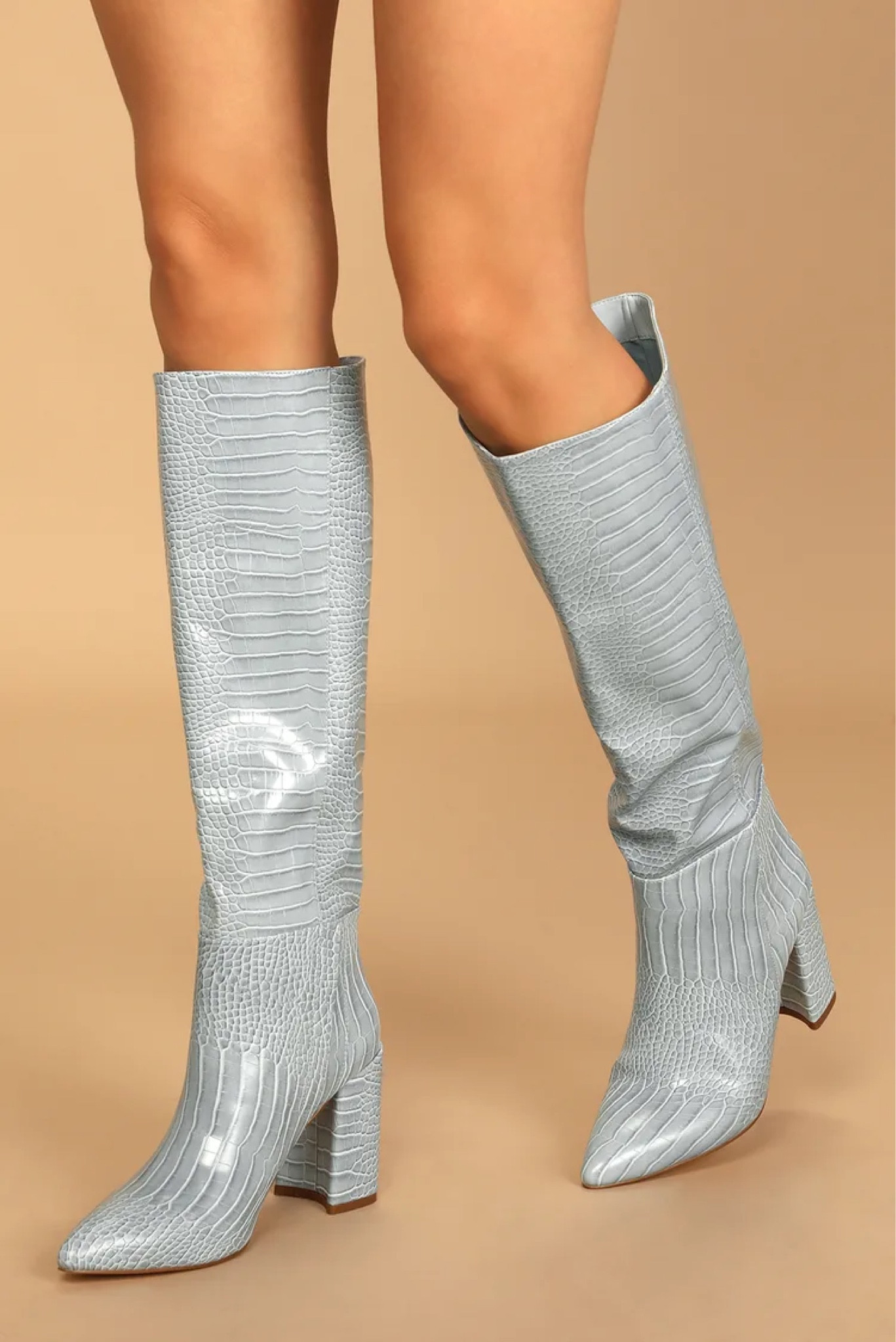 Light blue knee high boots, winter shoes, gift idea 

#LTKHoliday #LTKfindsunder50 #LTKshoecrush