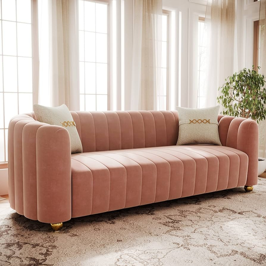 KEAI 83.46" Velvet Couch for Living Room Large Modern Sofa with Gold Metal Sphere Legs Office Uph... | Amazon (US)