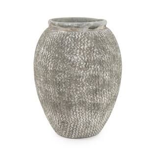 Zentique Cement Wavy Grey Large Decorative Vase 9918S A866 | The Home Depot