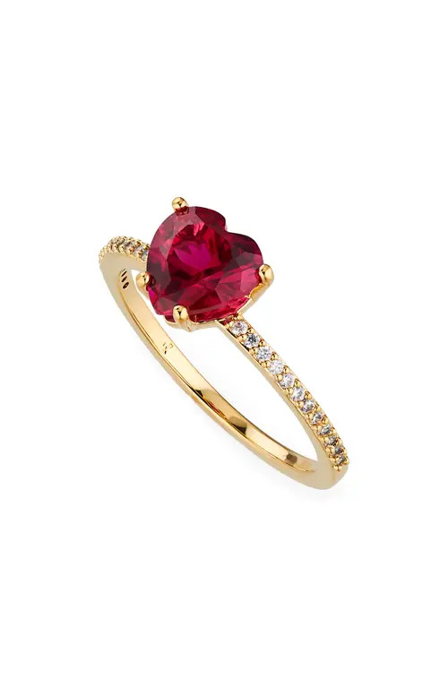 Nadri Modern Love Heart Ring in Gold With Dark Pink at Nordstrom, Size 7 | Nordstrom