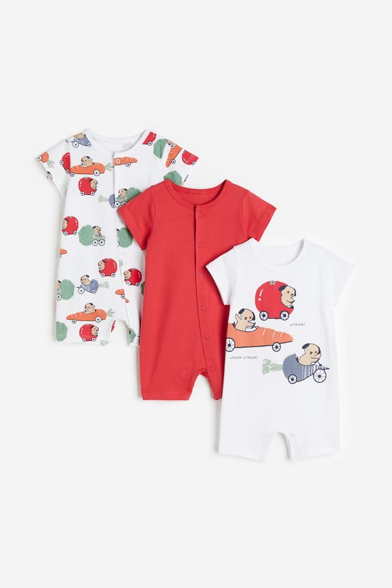 3-pack Cotton Pajamas - White/patterned - Kids | H&M US | H&M (US + CA)