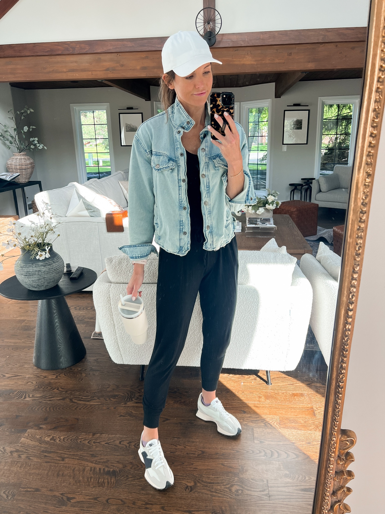 Today’s mom errand/school drop off/T ball practice outfit 🤣 I’ve been pairing this denim jacket with everything. It’s soft and relaxed and perfect for cooler spring mornings/evenings. Plus this jumpsuit is like wearing pajamas! 

#LTKstyletip #LTKfit #LTKunder100