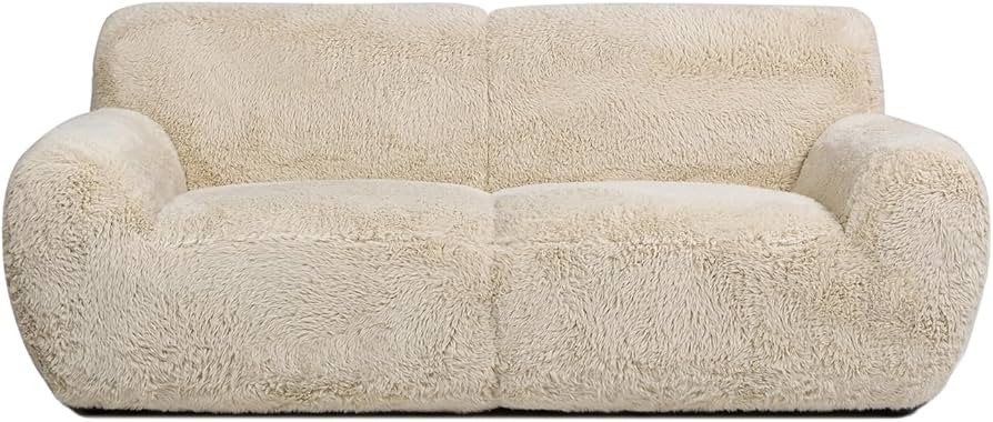 Jennifer Taylor Home Summit 83" Faux Sheepskin Overstuffed Living Room Sofa Couch, Cream Beige | Amazon (US)