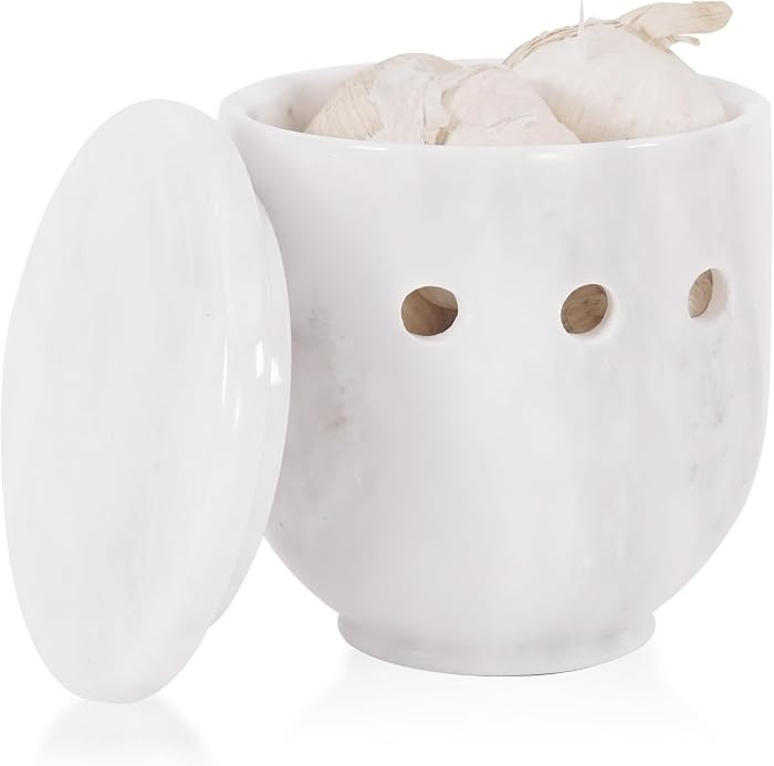 SPESHSTONES Marble Garlic Keeper 11.4 cm Handmade White Garlic Storage Container for Kitchen Deco... | Amazon (CA)
