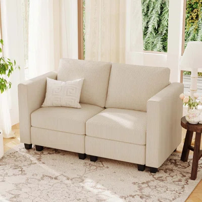 Vevey 59'' Wide Corduroy Modular Loveseat Storage Sofa Double Seat Couch Apartment Lounge Sofa | Wayfair North America