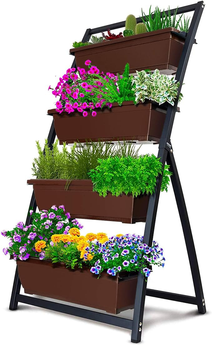 Outland Living 4-Ft Raised Garden Bed - Vertical Garden Freestanding Elevated Planters 4 Containe... | Amazon (US)