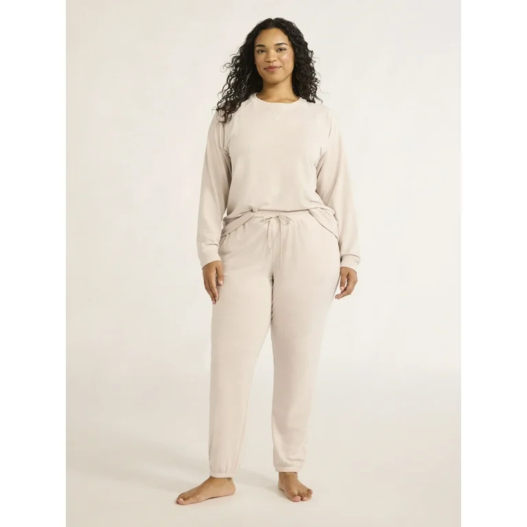 Joyspun Women's and Women’s Plus French Terry Sweatshirt and Joggers Set, 2-Piece, Sizes XS to ... | Walmart (US)