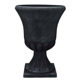 Southern Patio Winston Large 16 in. x 21 in. Black Resin Composite Urn Planter EB-029816 | The Home Depot