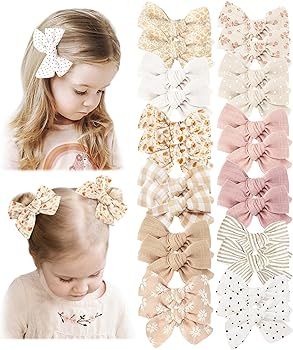24 PACK Baby Girls Hair Bows Clips Hair Barrettes Accessory for Babies Infant Toddlers Kids in Pa... | Amazon (US)