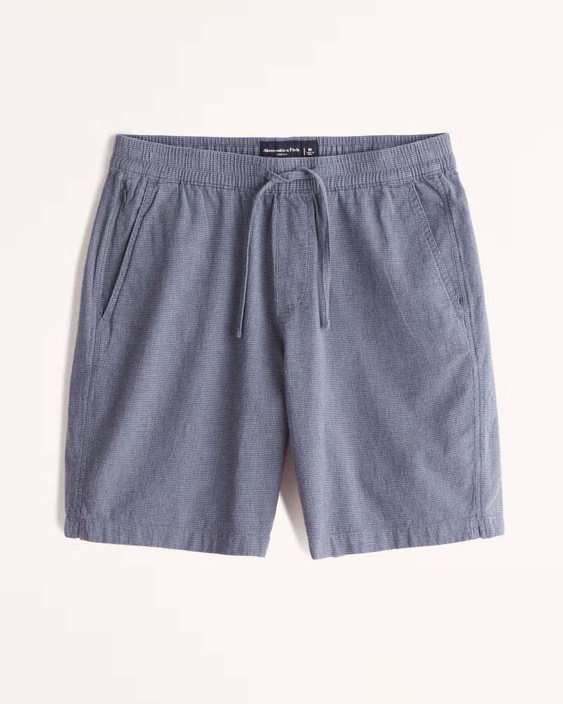 9 Inch Linen-Blend Pull-On Short | Abercrombie & Fitch (US)