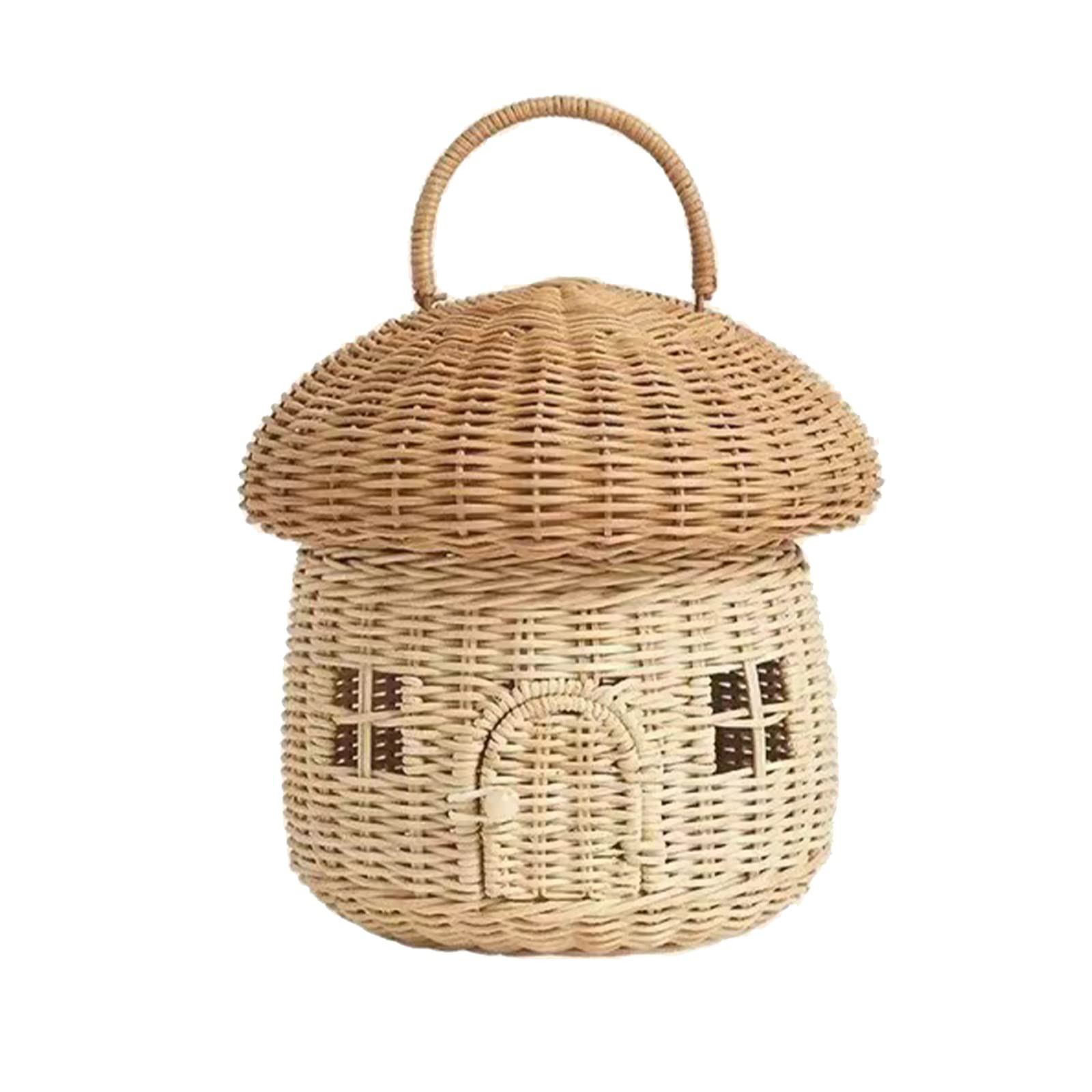 Mushroom Basket Handmade Rattan Mushroom Storage Basket with Lid,Small Doll House Storage Basket,... | Amazon (US)