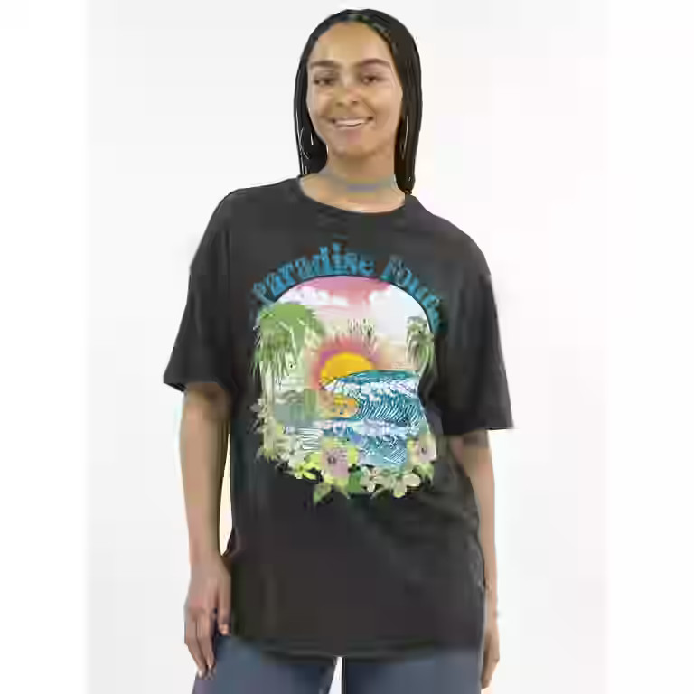 No Boundaries Washed Graphic Boyfriend Tee, Women's | Walmart (US)