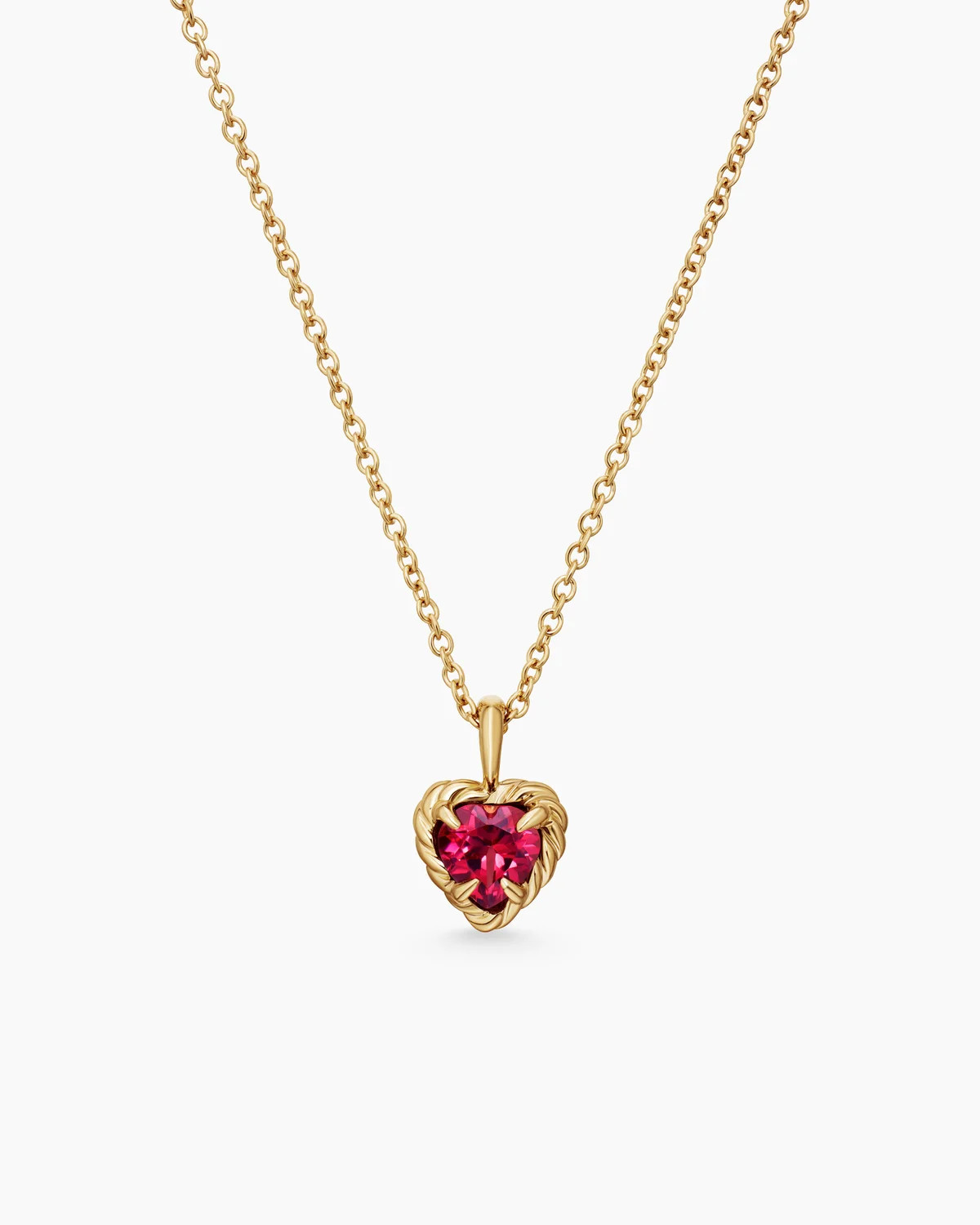 David Yurman | Cable Collectibles® Kids Heart Necklace in 18K Yellow Gold with Rhodolite Garnet | David Yurman