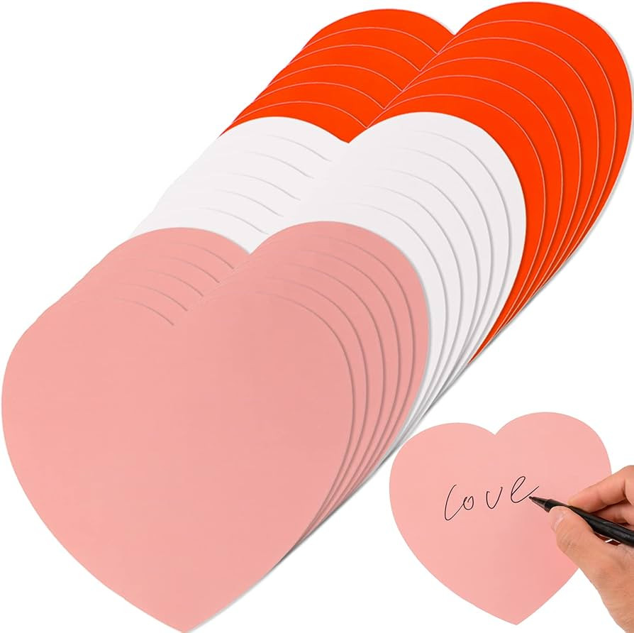 48 Pcs Large Heart Shape Paper Cut-Outs Double Sided Craft Heart Décor for Kids’ Love and Peac... | Amazon (US)