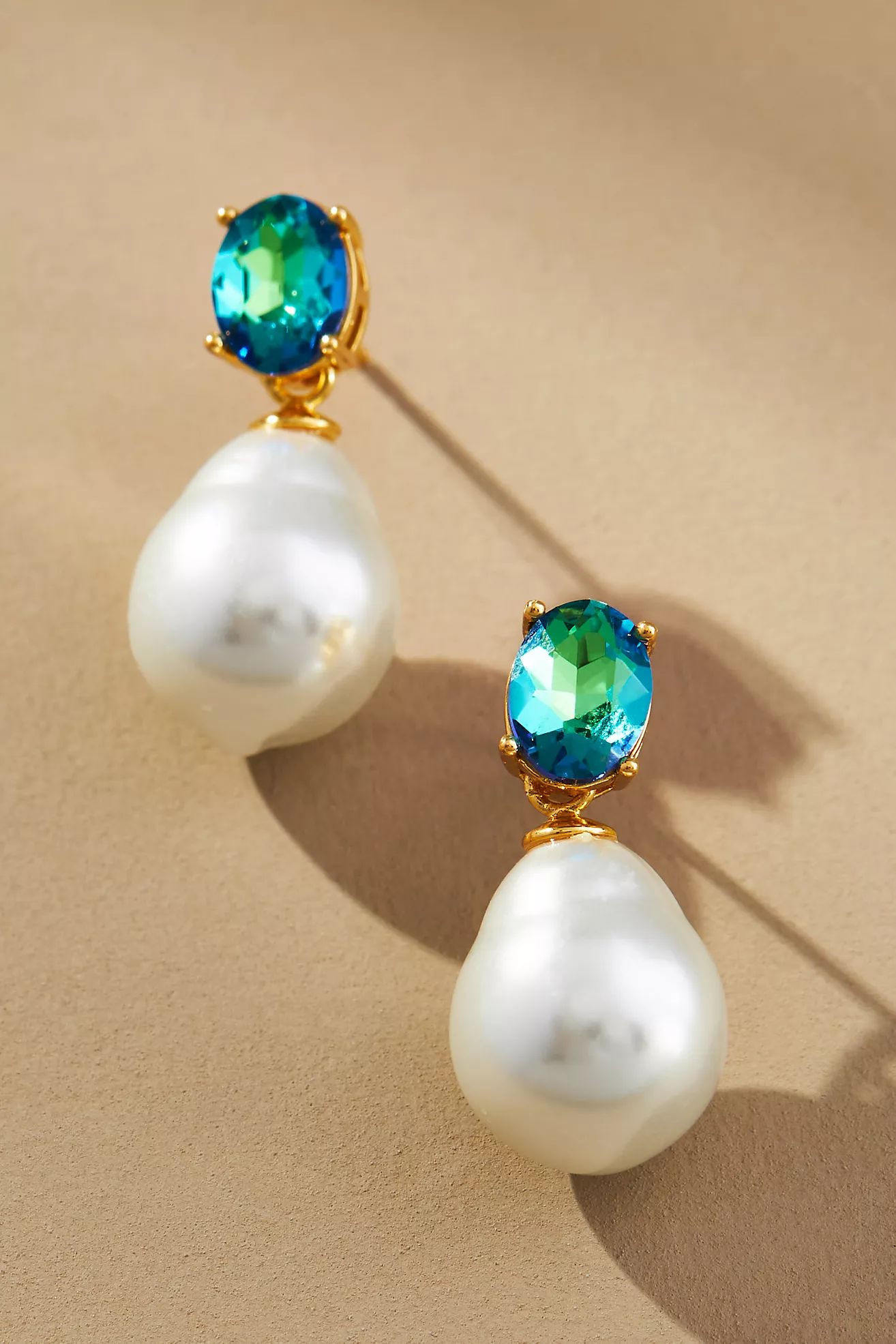 Festive Crystal Pearl Drop Earrings | Anthropologie (US)