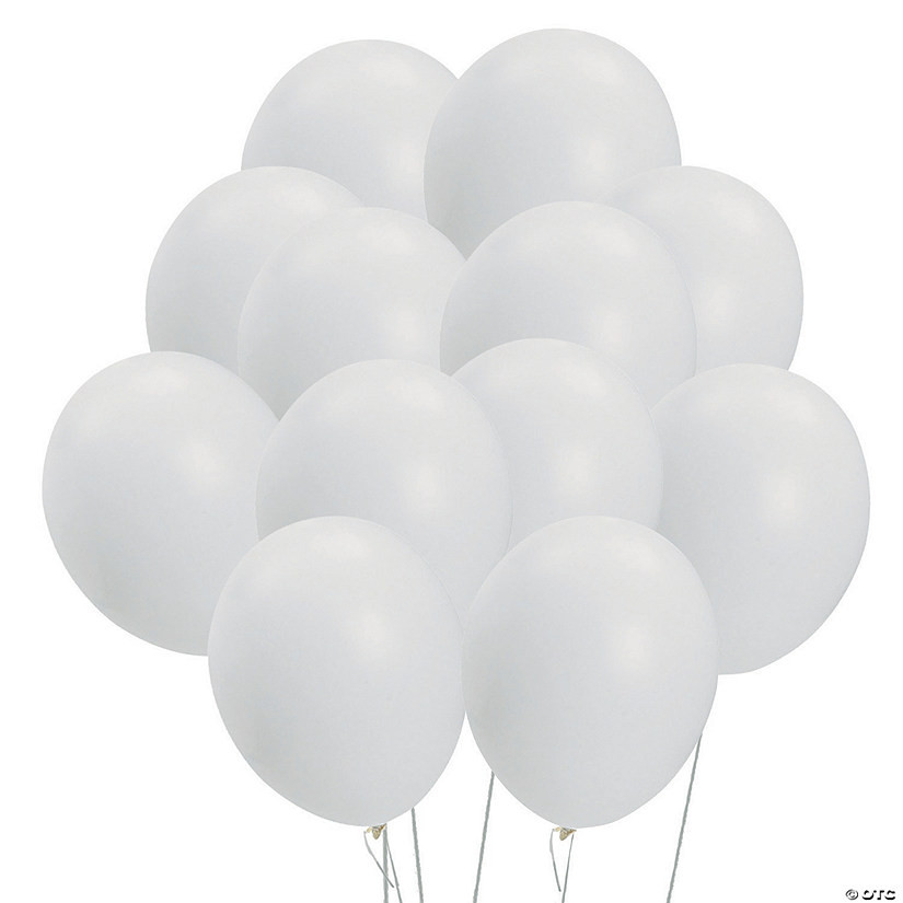White 11" Latex Balloons - 12 Pc. | Oriental Trading Company