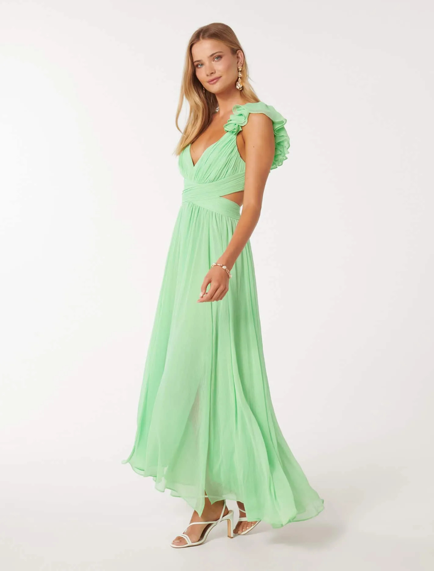Selena Ruffle-Shoulder Maxi Dress | Forever New (AU)