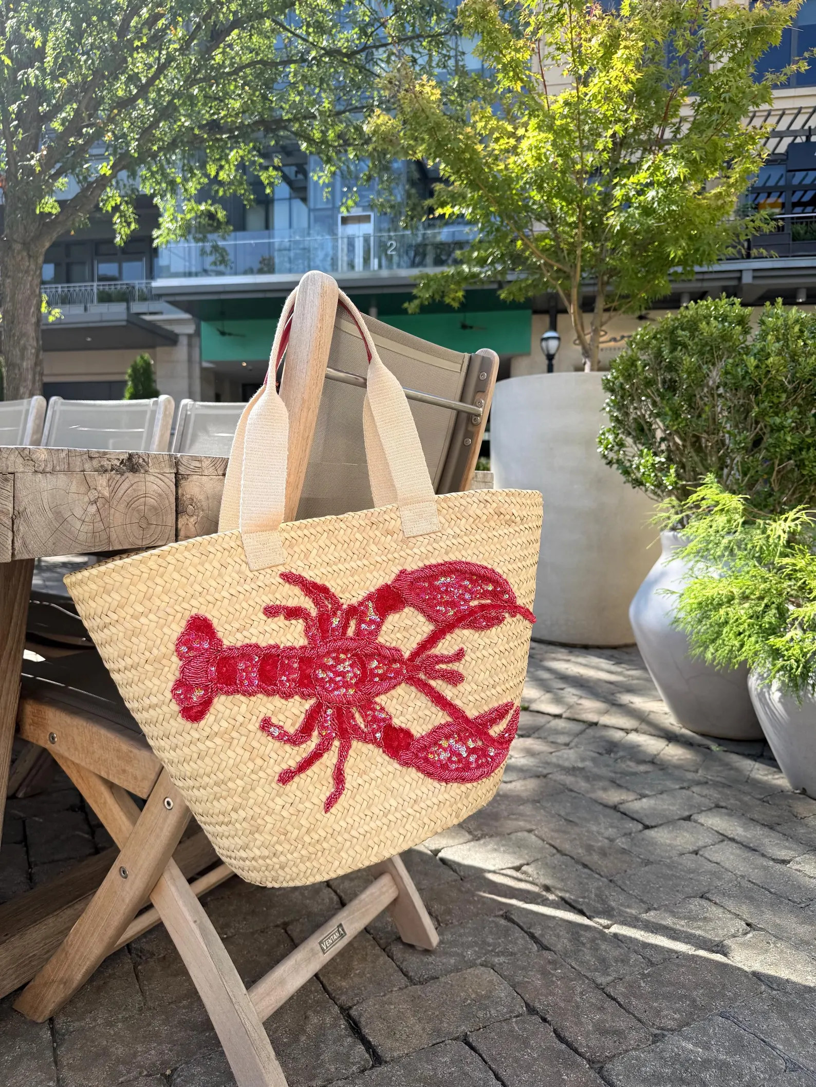 Handwoven Raffia Tote Bag: Red Lobster Design, Mediterranean Beach Bag | Etsy (Global)