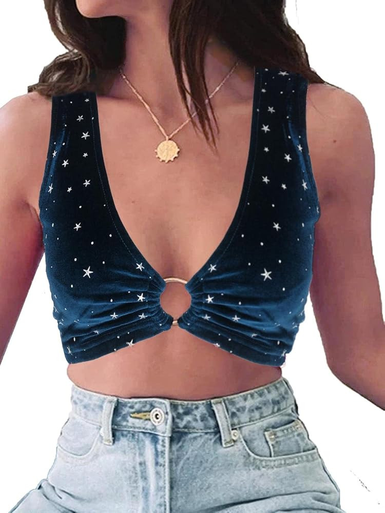 krtwrnt Women‘s Sparkly Festival Rave Outfits Sexy Concert Crop Top | Amazon (US)