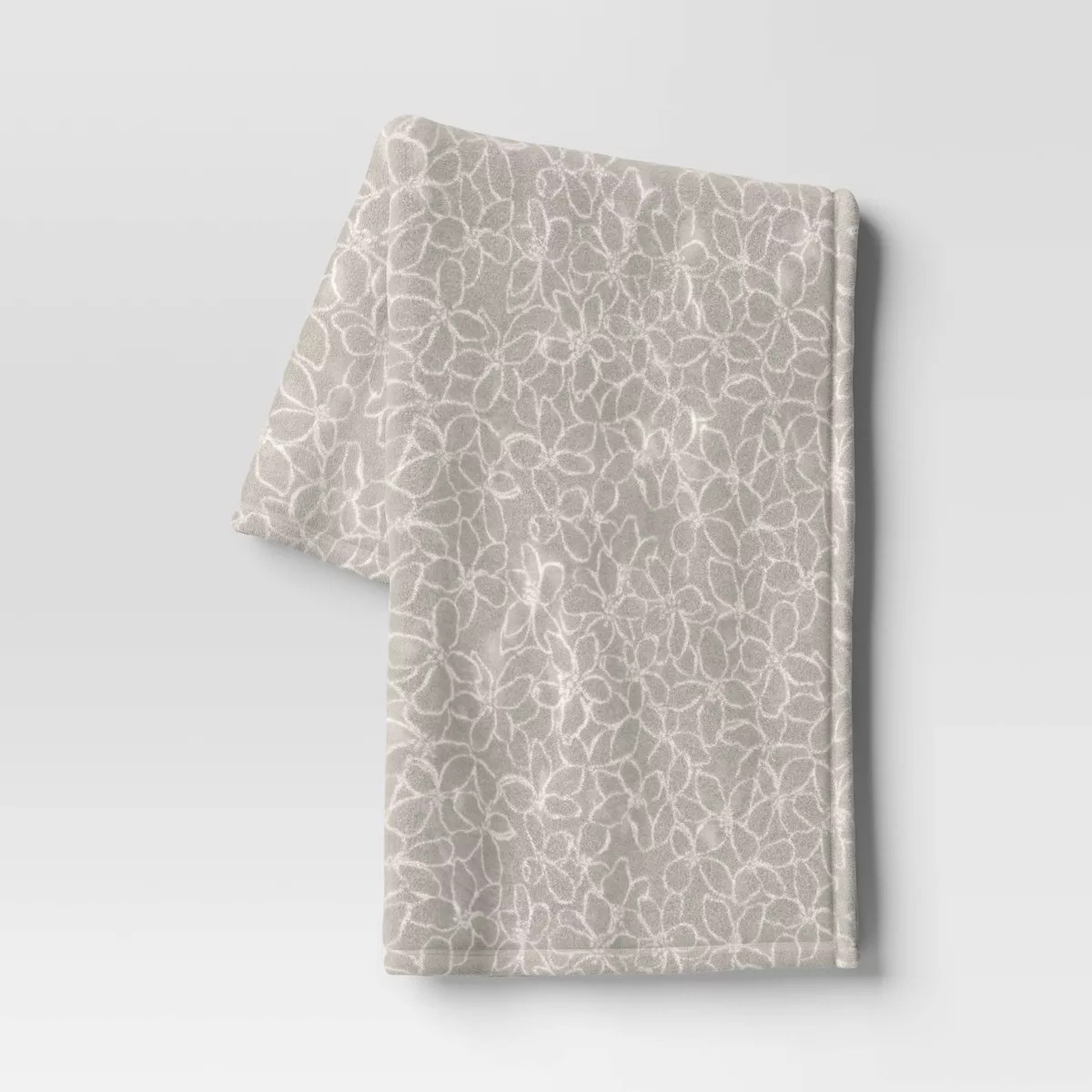 Floral Printed Plush Throw Blanket Gray - Room Essentials™: Soft, Knitted, Lightweight, 50x60",... | Target