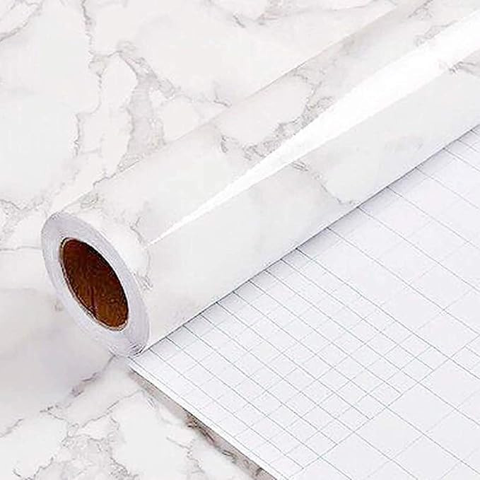 Yancorp 16"x120" White Gray Contact Paper Peel and Stick Wallpaper Marble Removable Wallpaper Pul... | Amazon (US)