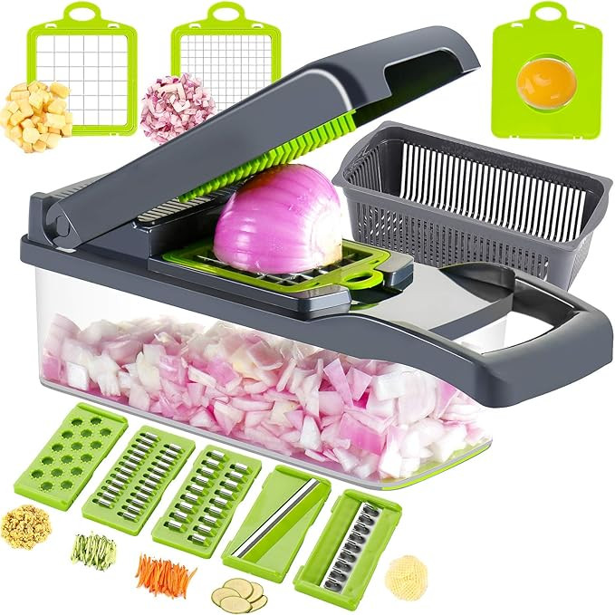 Ourokhome Vegetable Chopper Pro Dicer- 7 in 1 Manual Kitchen Multifunctional Onion Cutter Slicer ... | Amazon (US)