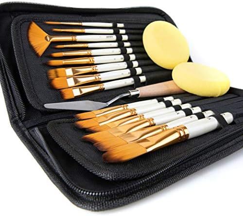 ARTIFY 15 pcs Paint Brush Set for Acrylic Oil Watercolor Gouache Painting Includes Pop-up Carryin... | Amazon (US)