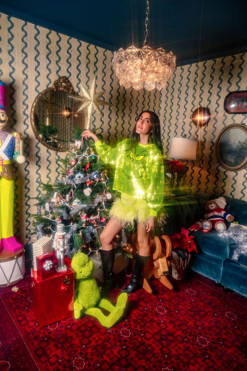 Green Sequin Feather Bottom Skort | Queen of Sparkles