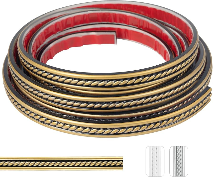 0.8" x16.4FT Black Gold Peel and Stick Crown Molding - Self-Adhesive PVC Trim with Elegant Finish... | Amazon (US)