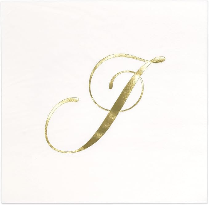 Gift Boutique 100 Gold Monogram Cocktail Napkins Letter J Disposable Paper Pack Elegant Metallic ... | Amazon (US)