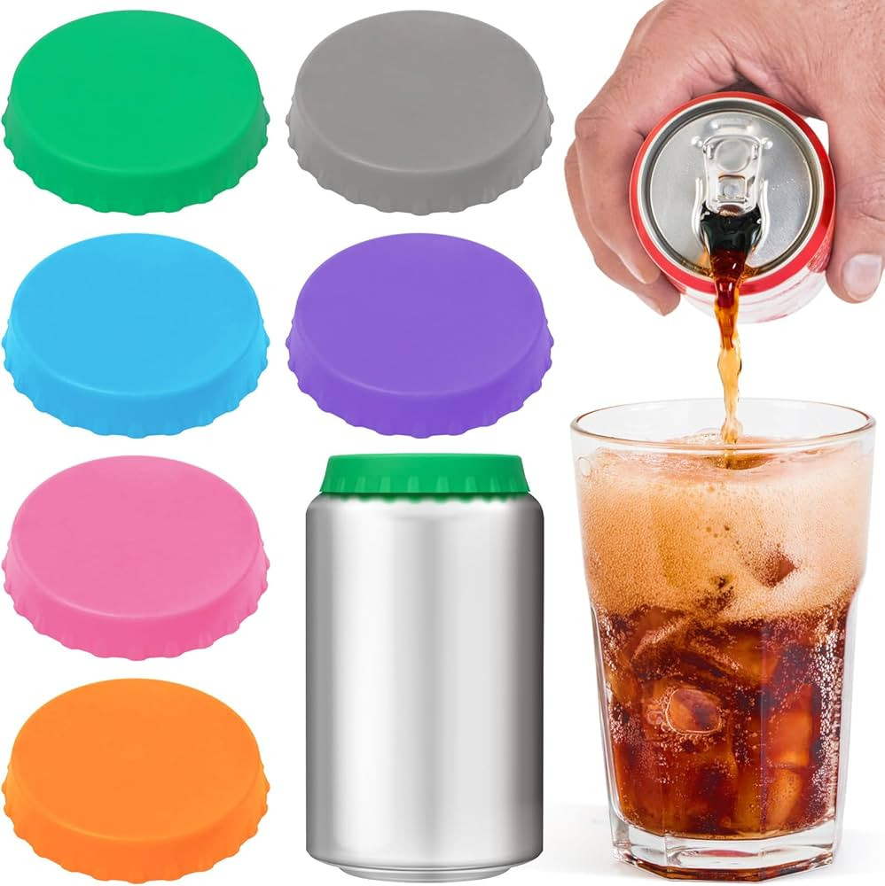 6 Pack Silicone Soda Can Cover Lids, Reusable Soda Can Lids Beer Can Covers Pop Can Covers, BPA F... | Amazon (US)
