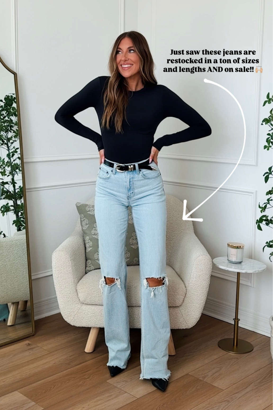 My fave light wash jeans were restocked!!! I’m wearing a 25 and extra long length 

#LTKSaleAlert