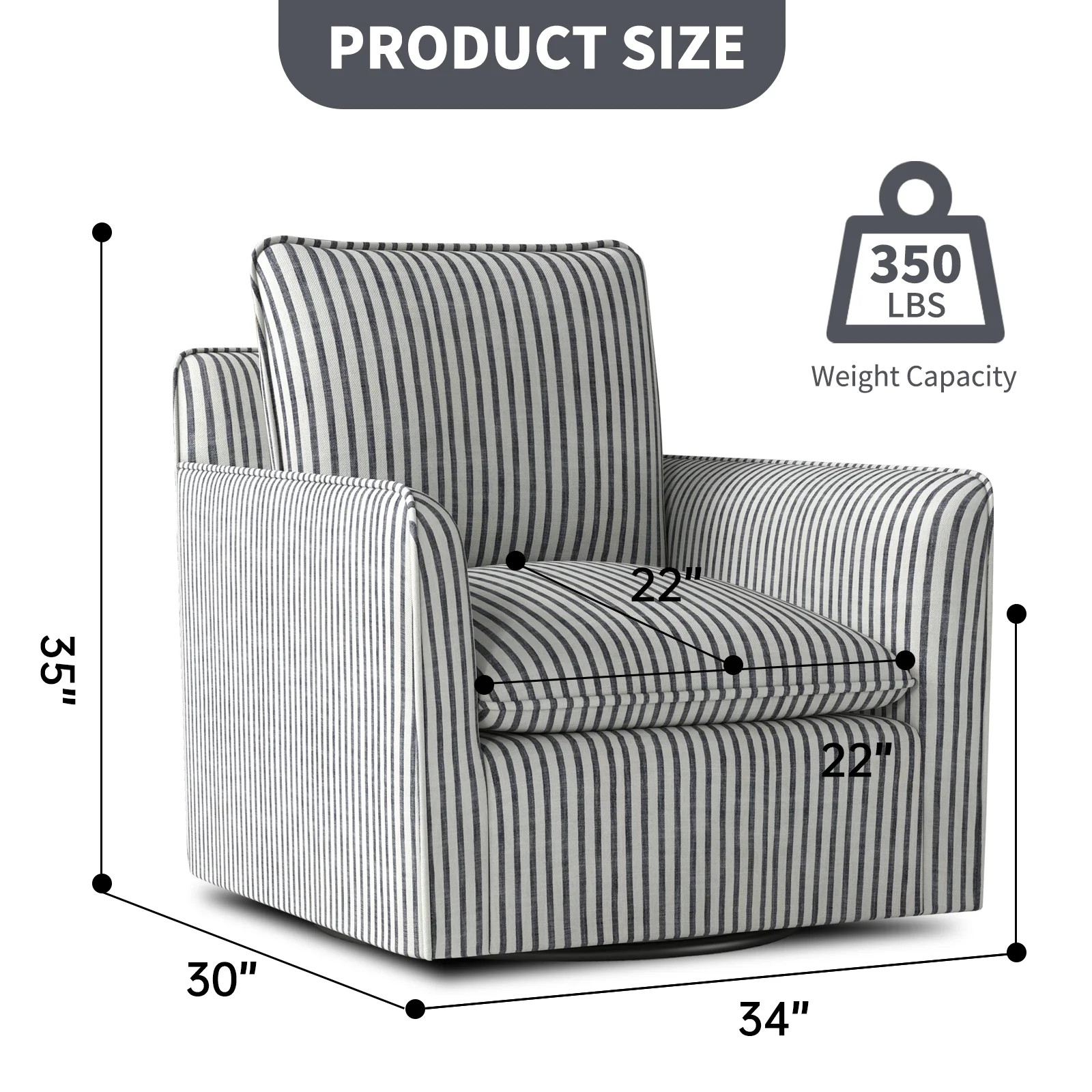 Bonzy Home Swivel Accent Chair Set of 2, Modern Wide Armchair with Thick Backrest & Cushion, Upho... | Walmart (CA)
