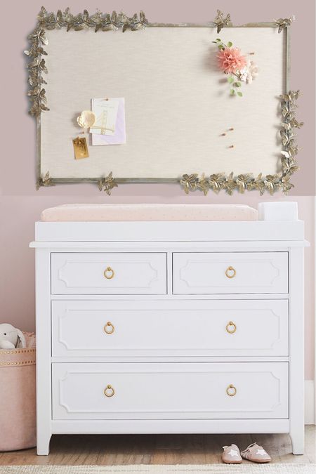Current spring sale for the dresser with the changing table on top. This is a similar style we ordered for our daughter along with the exact butterfly pinboard. Will take a picture of it when set up! 

#babyroom #babydresser #babychangingtable #kidsroom #girlsroom #babygirlroom #babygirl #expectingmoms #babyideas #babyfurniture #babynursery 

#LTKsalealert #LTKkids #LTKbaby