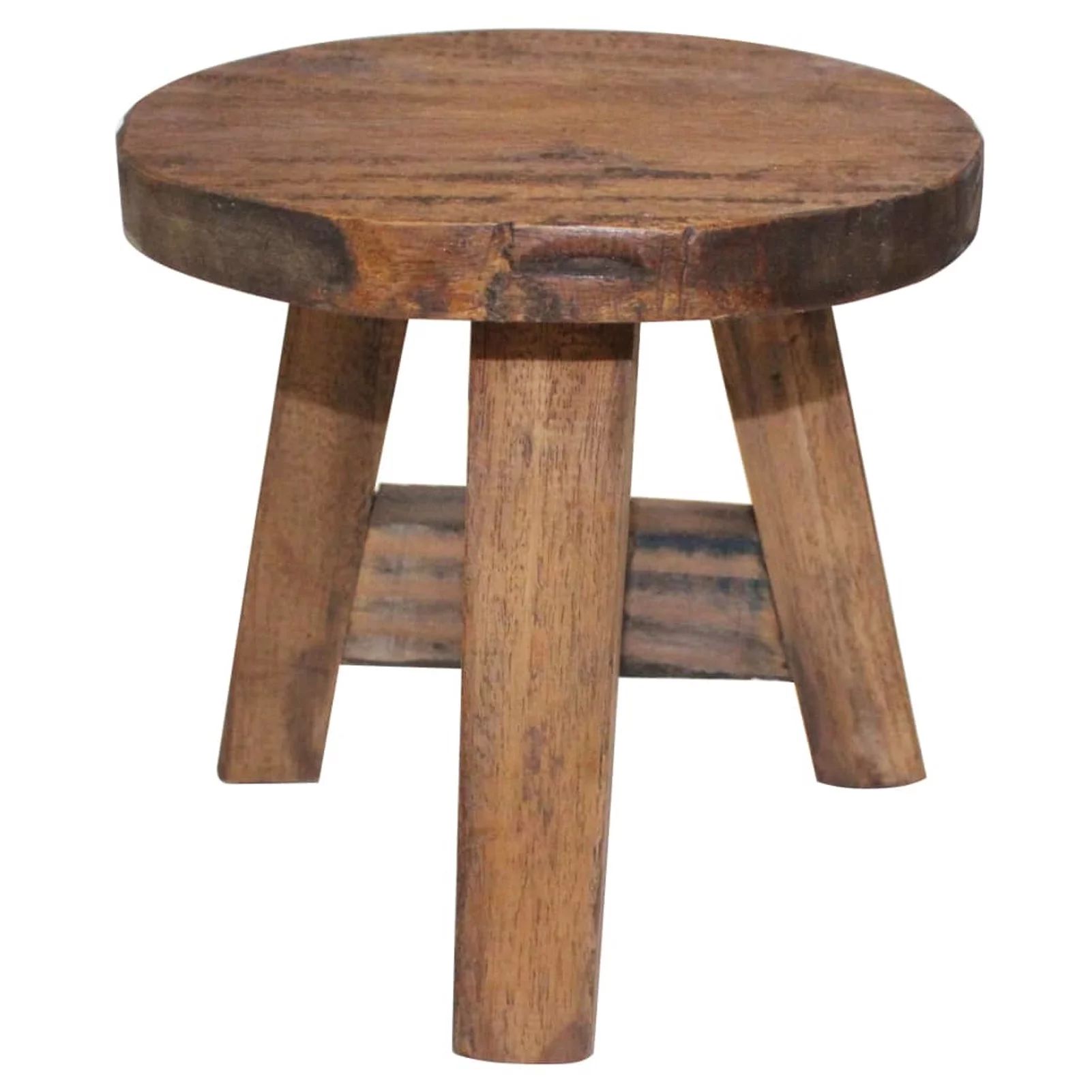 Anself Stool Reclaimed Wood Round Stool Wooden Chair Step Stool 7.9" x 9.1" (Diam. x H) | Walmart (US)