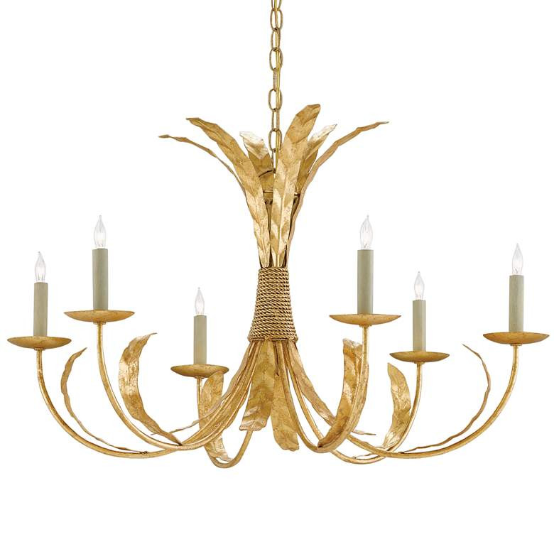 Bette 33" Wide 6-Light Grecian Gold Leaf Chandelier - #520F0 | Lamps Plus | Lamps Plus