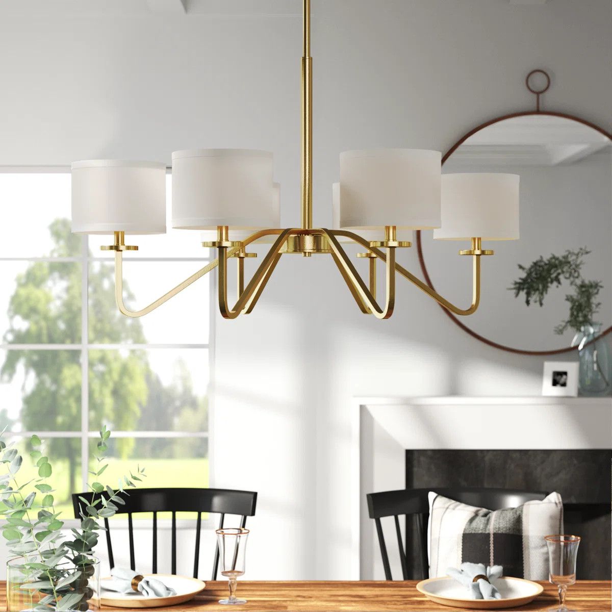 Meridian 6-Light Chandelier in Natural Brass | Wayfair North America