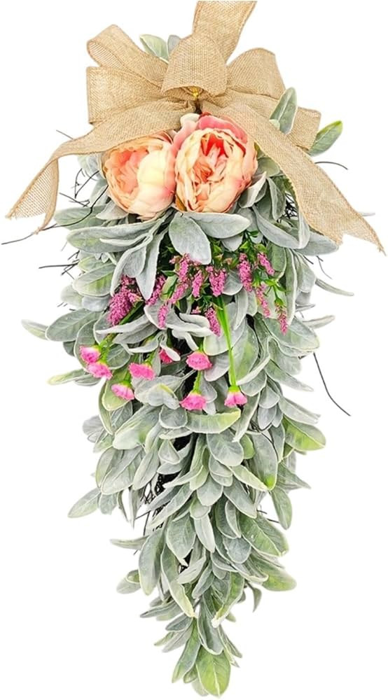 Teardrop Swag Decorative Spring Summer Hanging Decor for Holiday Door Garden, Mixed Floral Flower... | Amazon (US)