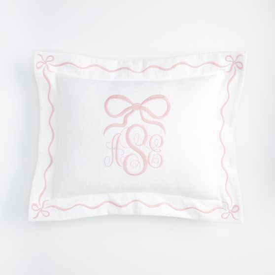 Bespoke Embroidered Bow Pillow Cover | Mark and Graham