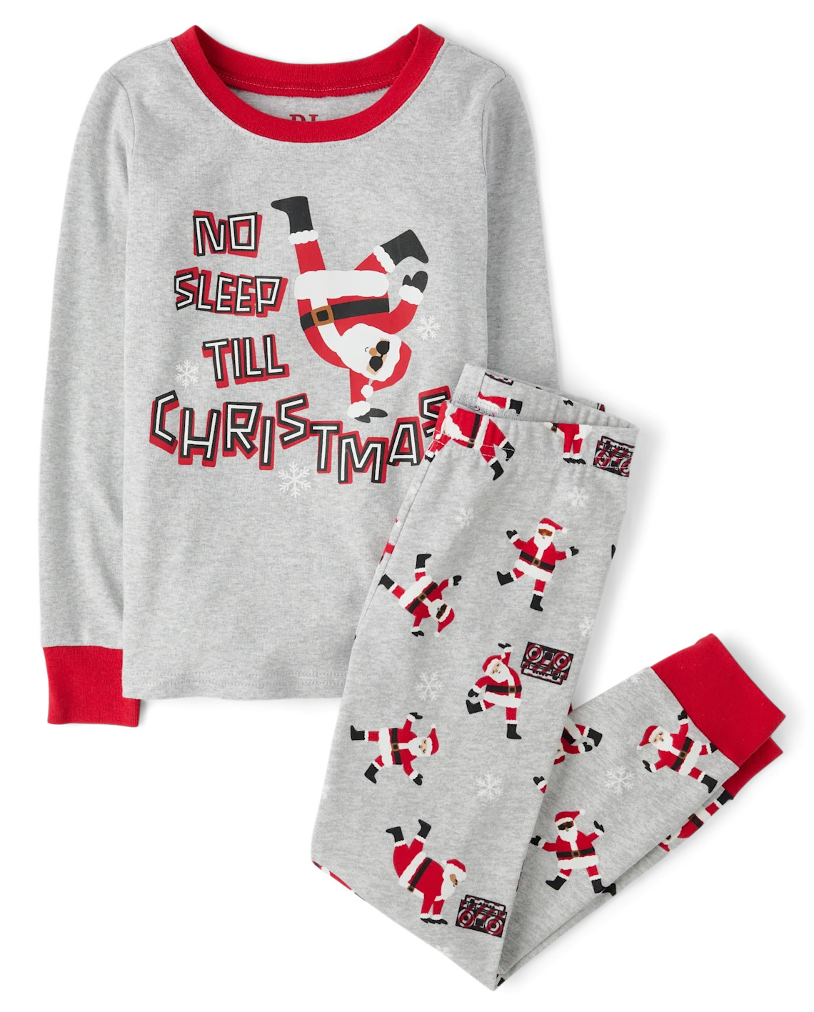 Kids Glow Santa Dancing Snug Fit Cotton Pajamas - gray | The Children's Place