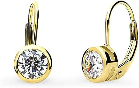 BERRICLE Sterling Silver CZ Solitaire Cubic Zirconia Leverback Drop Dangle Earrings for Women, As... | Amazon (US)