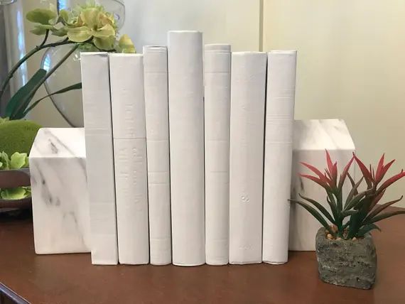 7 Large White Decorative Book Set - perfect for Photo Prop, Wedding, Coffee Table, Bookshelf, or Ent | Etsy (US)