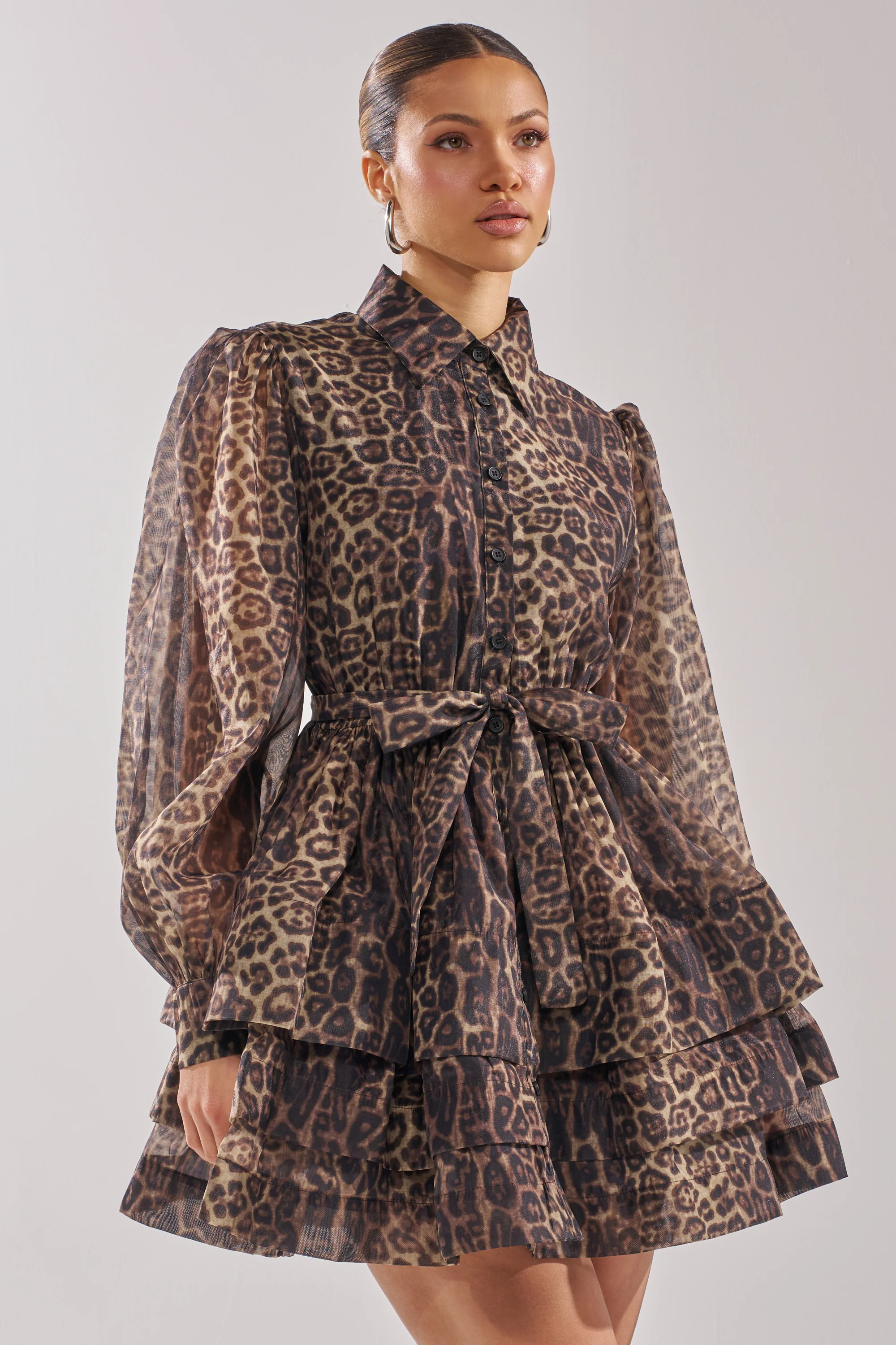 AKIRA Chicest Of Chic Leopard Print Mini Dress | Size Small | AKIRA