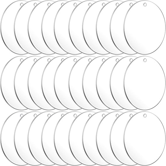 Acrylic Keychain Blanks, Audab 30PCS Bulk Acrylic Circles Clear Disc Ornaments Blanks with Hole f... | Amazon (US)