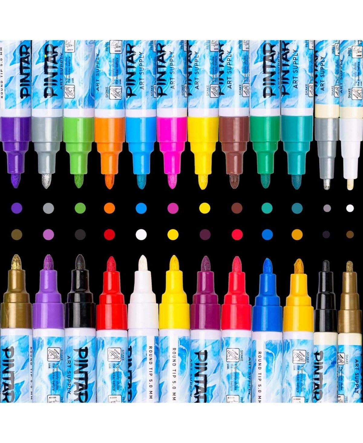 Pintar Oil Based Paint Markers - 24 Pack with 20 (5 mm Tips) & 4 (1 mm Tips) - Multicolor | Macy's