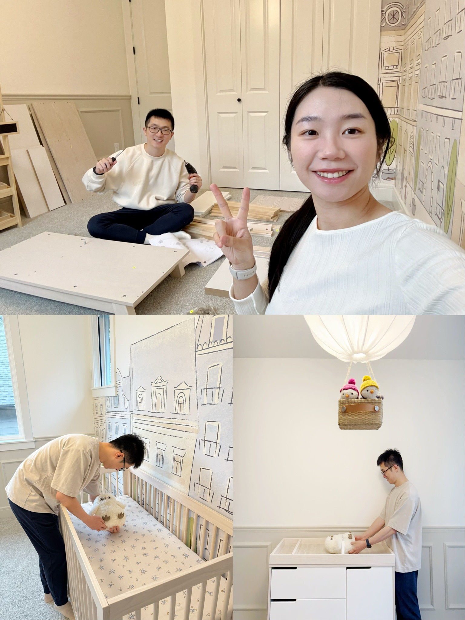 Nursery in progress 80% completed, wallpaper, wall painting & paneling, blinds, wardrobe, dresser & changing table, crib & mattress and so much more cute stuff to come 

#LTKHome