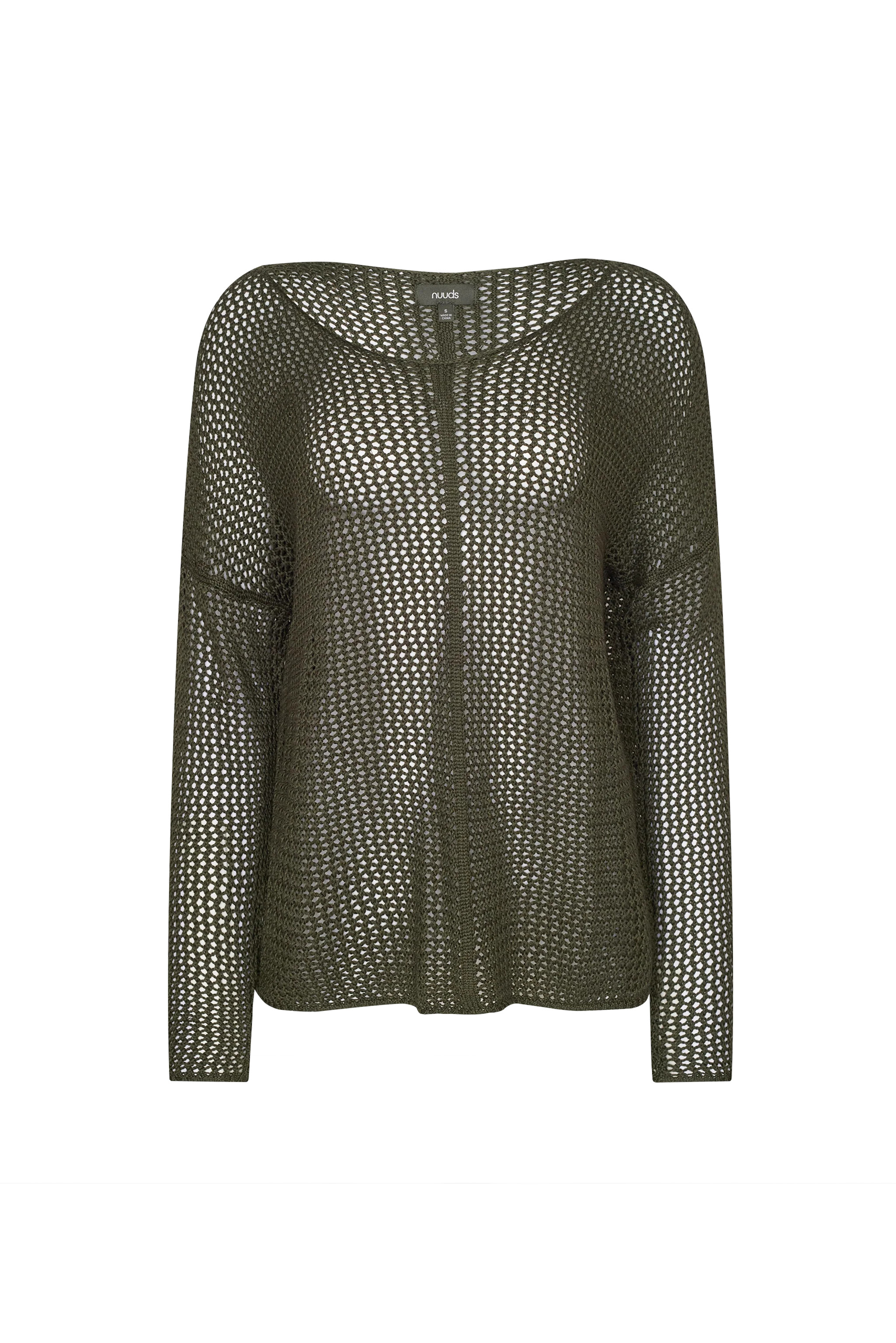 Open Knit Sweater | Darkest Olive | nuuds