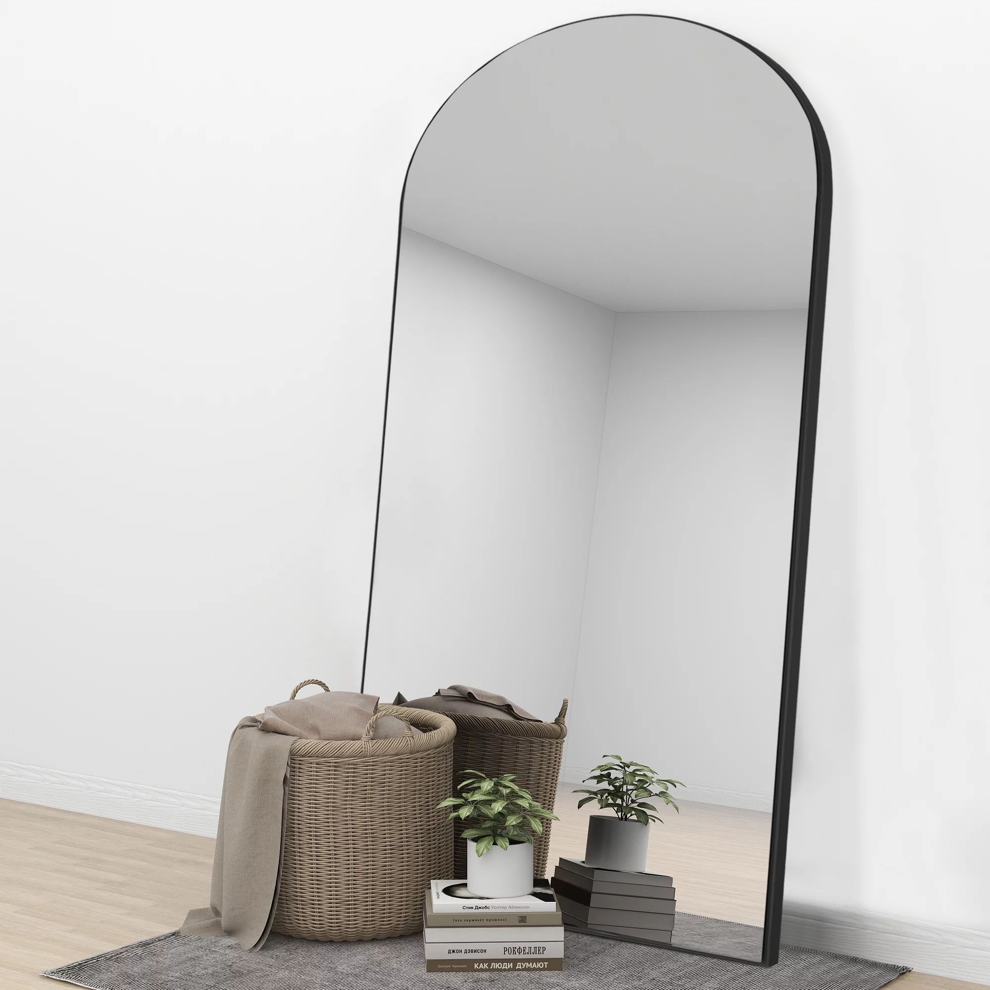 Neutype 71"x28" Modern Arched Full Length Mirror Floor Mirror Full Mirror with Bracket,Black | Walmart (US)