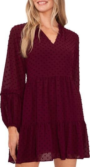 Clip Dot Ruffle Long Sleeve Shift Dress | Nordstrom